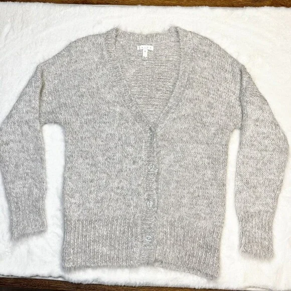 Leith Alpaca Blend Cardigan Eyelash Knit Sz Small - Picture 2 of 10